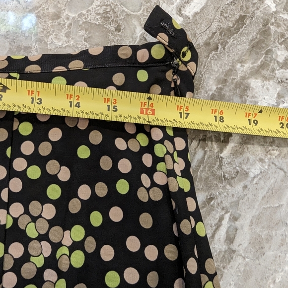 Talbots matching 2 piece set green sleeveless top/midi black polka dots shirt L - Picture 16 of 16